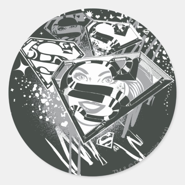 Supergirl Black and White Classic Round Sticker (Front)