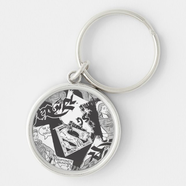 Supergirl Black and White Collage Keychain (Front)