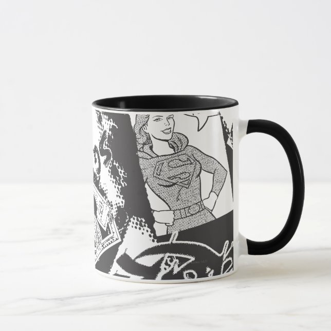 Supergirl Black and White Collage Mug (Right)