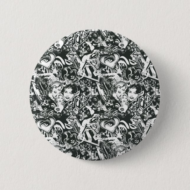 Supergirl Black and White Collage Pinback Button (Front)