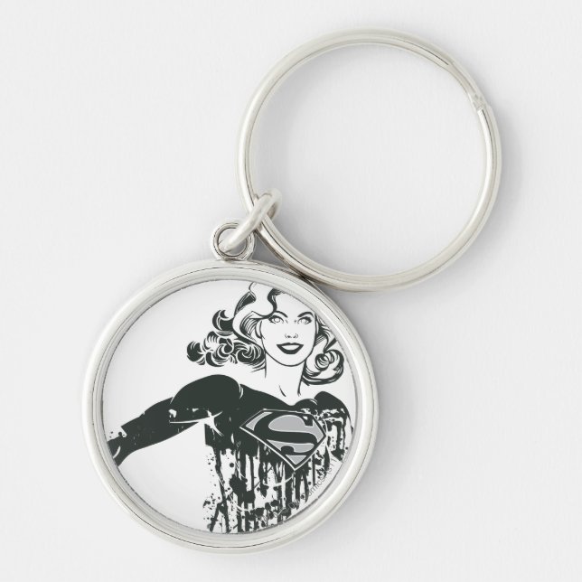 Supergirl Black and White Drawing 1 Keychain (Front)