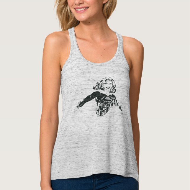 Supergirl Black and White Drawing 1 Tank Top (Front)