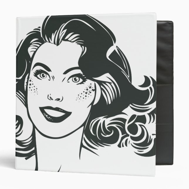 Supergirl Black and White Drawing 2 3 Ring Binder (Front/Inside)