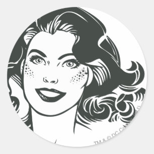 Supergirl Black and White Drawing 2 Classic Round Sticker