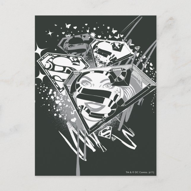 Supergirl Black and White Postcard (Front)