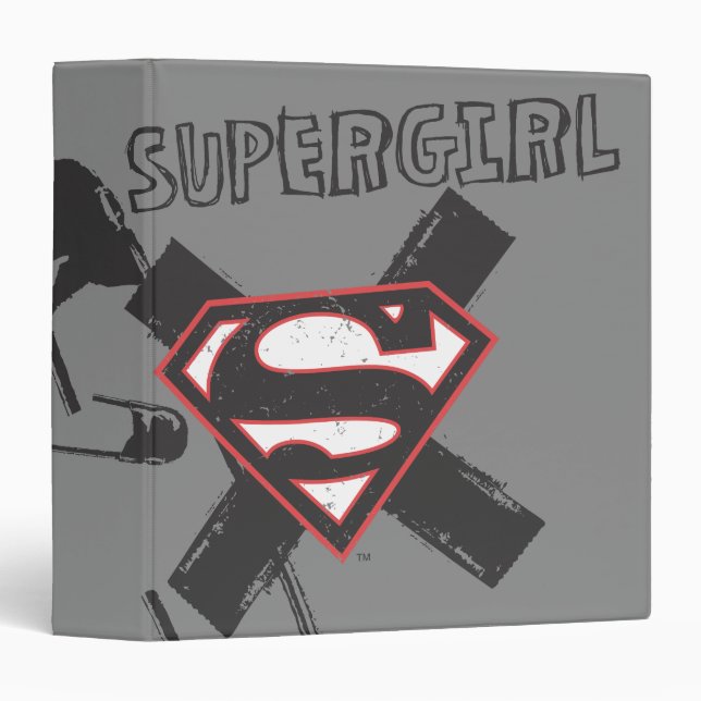 Supergirl Black Safety Pins 3 Ring Binder (Front/Spine)