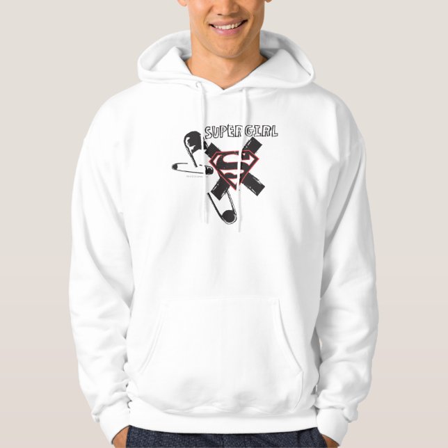 Supergirl Black Safety Pins Hoodie (Front)