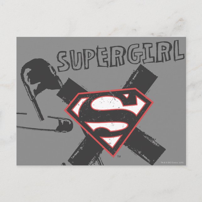 Supergirl Black Safety Pins Postcard (Front)