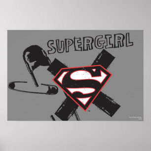 Supergirl Black Safety Pins Poster