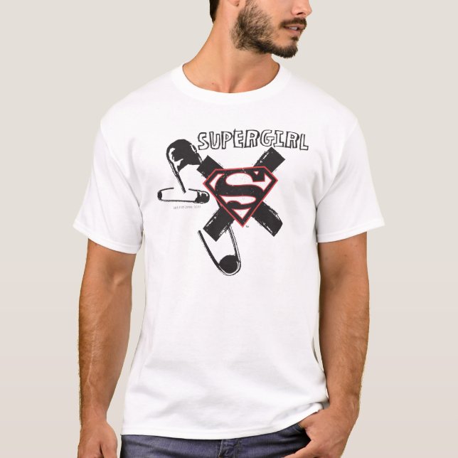 Supergirl Black Safety Pins T-Shirt (Front)