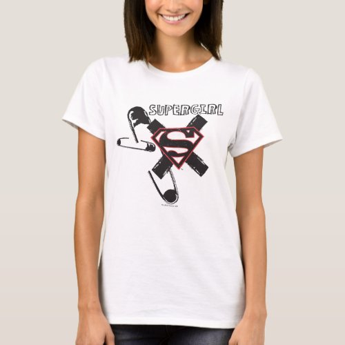 Supergirl Black Safety Pins T_Shirt