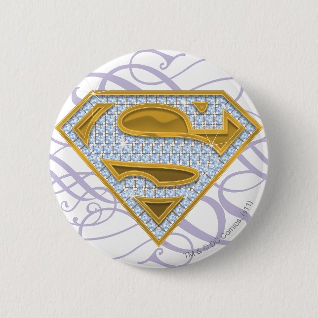Supergirl Blue Jewels 2 Pinback Button (Front)