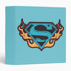 Supergirl Blue Logo with Flames 3 Ring Binder