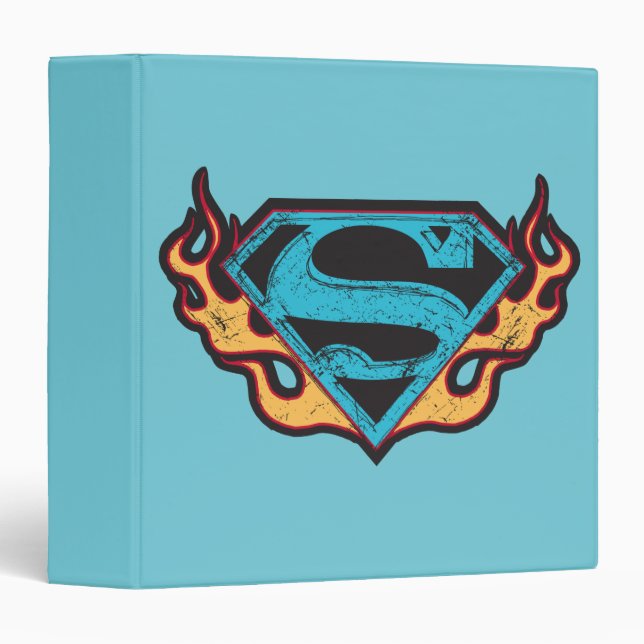 Supergirl Blue Logo with Flames 3 Ring Binder (Front/Spine)
