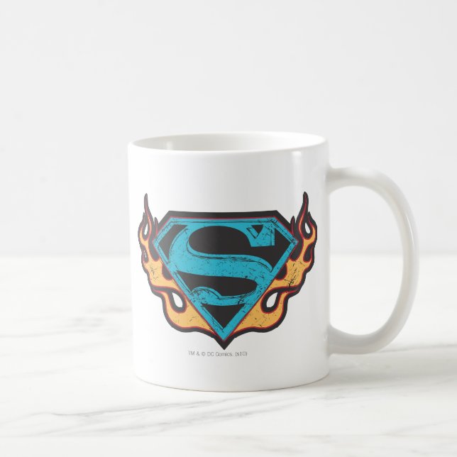 Supergirl Blue Logo with Flames Coffee Mug (Right)