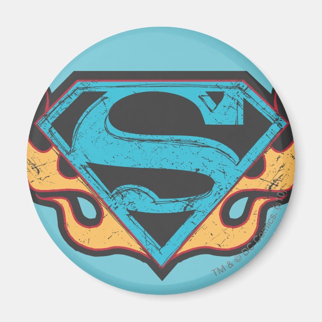 Supergirl Blue Logo with Flames Magnet (Front)