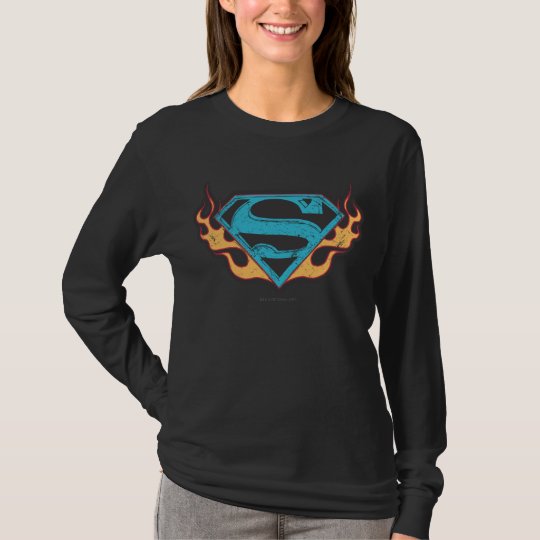 Supergirl Blue Logo with Flames T-Shirt