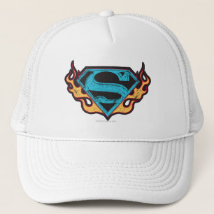 Supergirl Blue Logo with Flames Trucker Hat
