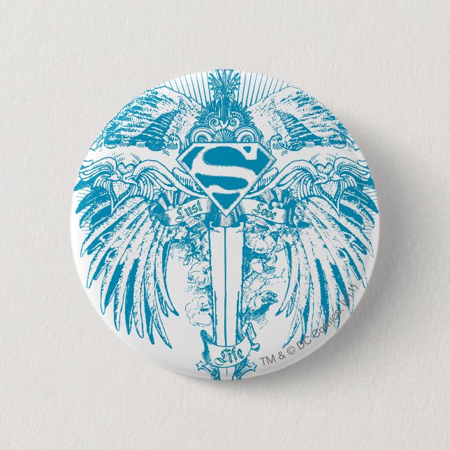 Supergirl Blue Wings Pinback Button (Front)