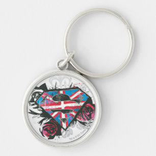 Supergirl British Flag and Roses Keychain