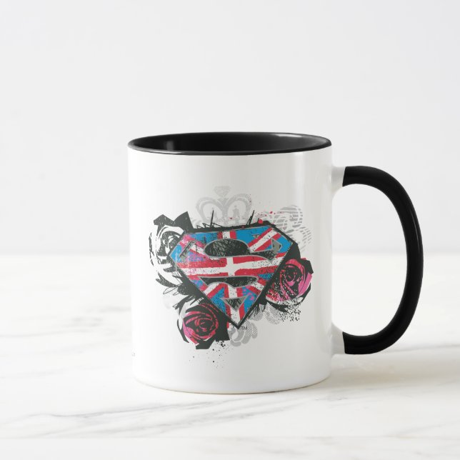 Supergirl British Flag and Roses Mug (Right)