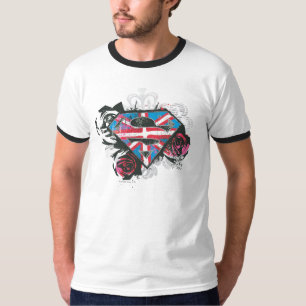 Supergirl British Flag and Roses T-Shirt