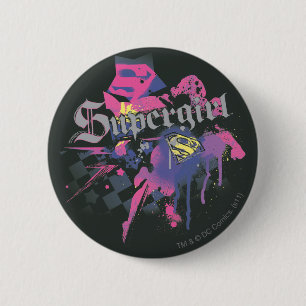 Supergirl Checkered Splatter Button