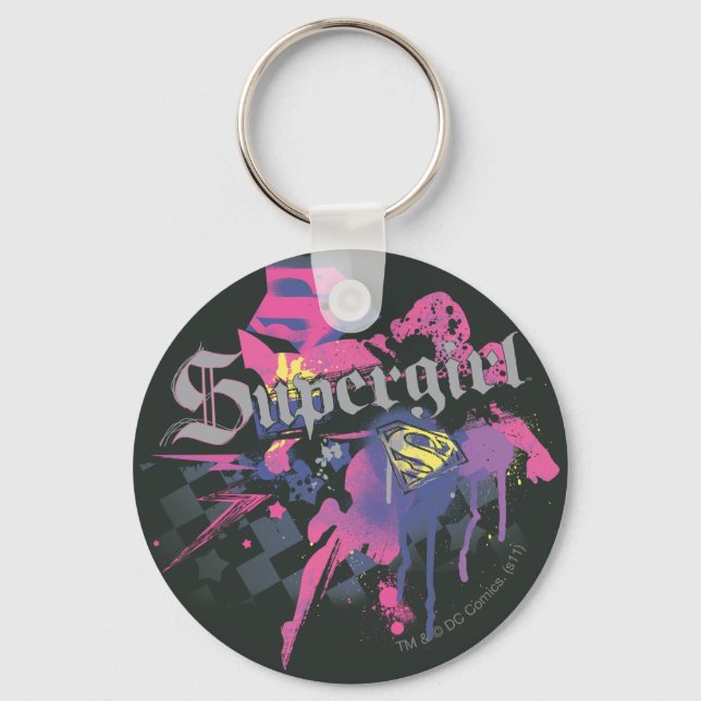 Supergirl Checkered Splatter Keychain (Front)