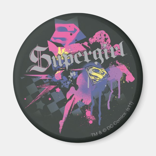 Supergirl Checkered Splatter Magnet (Front)