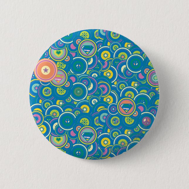 Supergirl Circle Blue Pattern Button (Front)