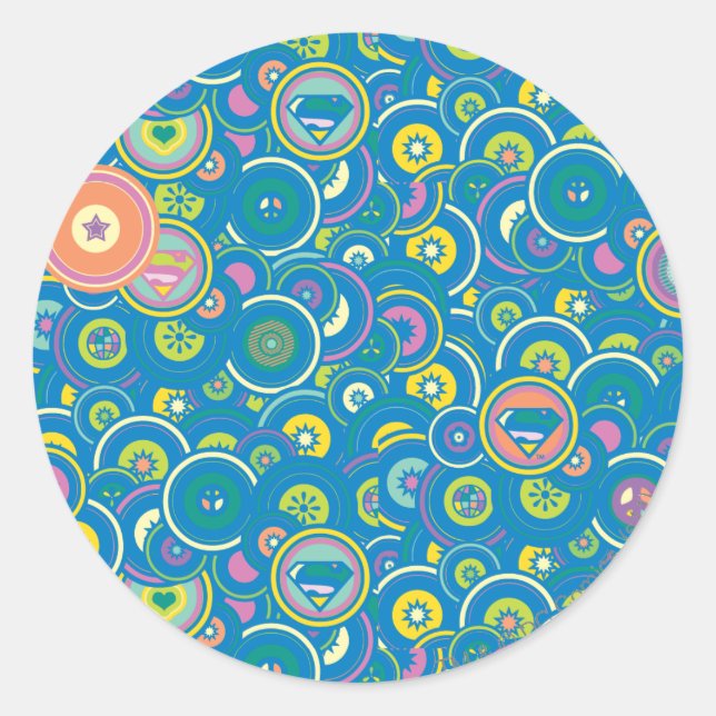 Supergirl Circle Blue Pattern Classic Round Sticker (Front)