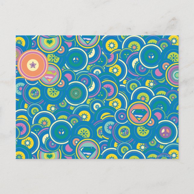 Supergirl Circle Blue Pattern Postcard (Front)