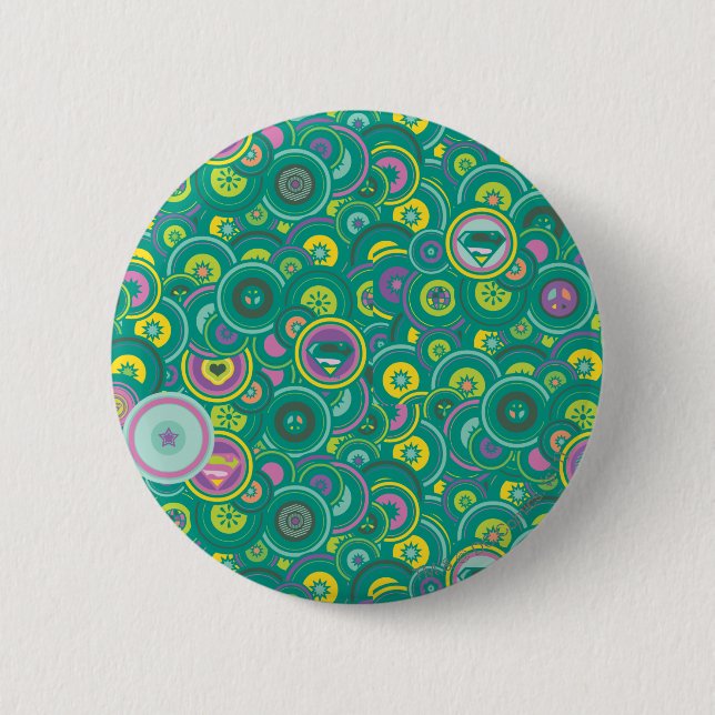 Supergirl Circle Green Pattern Pinback Button (Front)