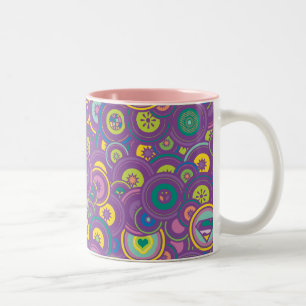 Supergirl Circle Purple Pattern Two-Tone Coffee Mug