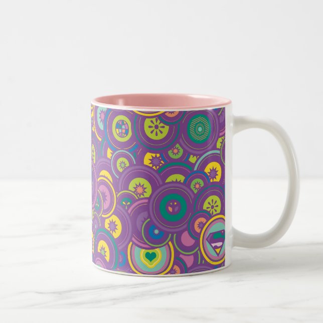 Supergirl Circle Purple Pattern Two-Tone Coffee Mug (Right)