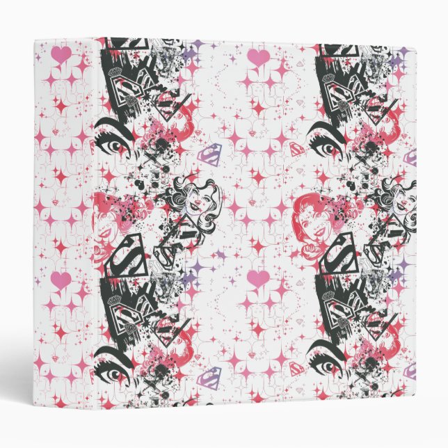 Supergirl Collage Pattern 3 Ring Binder (Front/Spine)