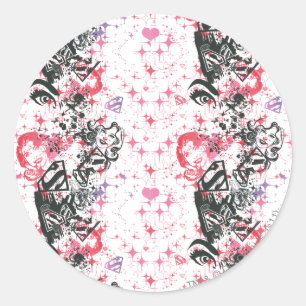Supergirl Collage Pattern Classic Round Sticker
