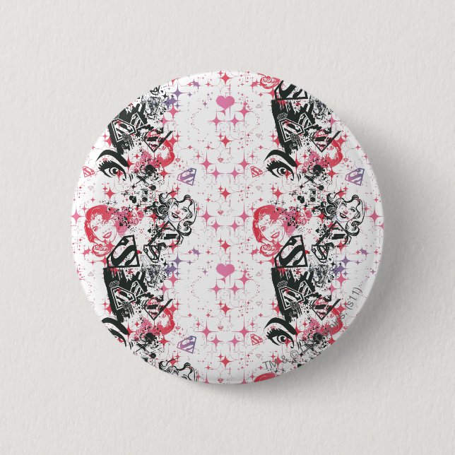 Supergirl Collage Pattern Pinback Button (Front)