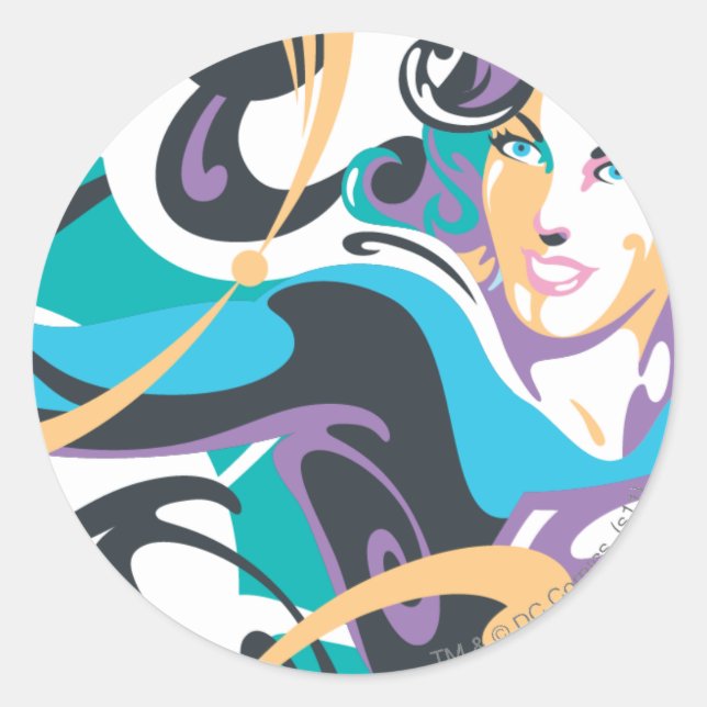 Supergirl Color Splash Swirls 1 Classic Round Sticker (Front)