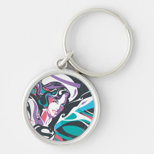 Supergirl Color Splash Swirls 2 Keychain (Front)