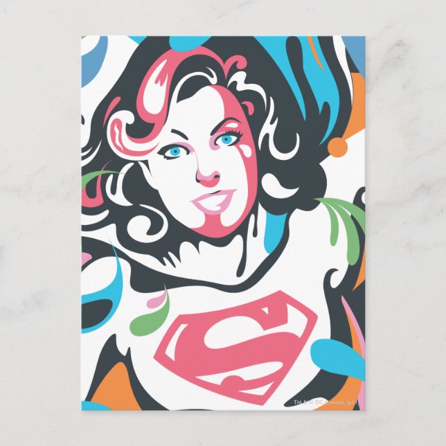 Supergirl Color Splash Swirls 3 Postcard (Front)