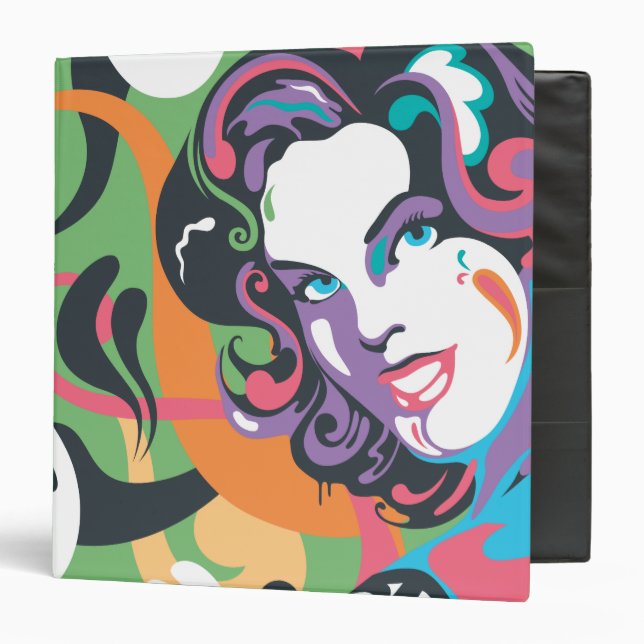 Supergirl Color Splash Swirls 4 3 Ring Binder (Front/Inside)