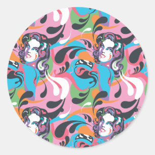 Supergirl Color Splash Swirls Pattern 2 Classic Round Sticker