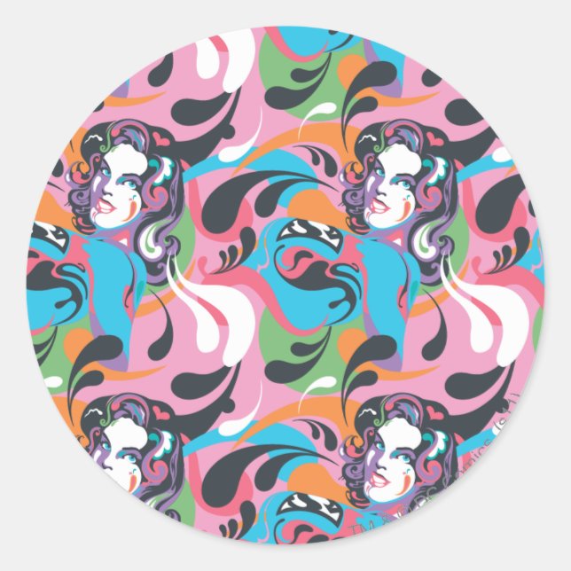 Supergirl Color Splash Swirls Pattern 2 Classic Round Sticker (Front)