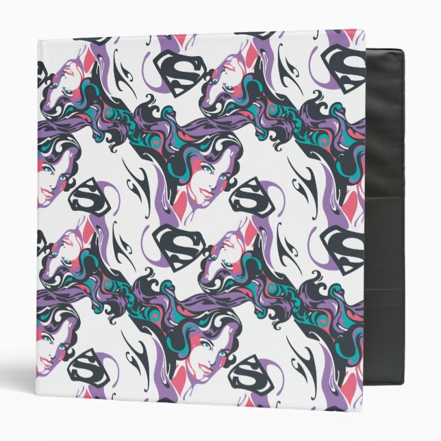 Supergirl Color Splash Swirls Pattern 3 Binder (Front/Inside)