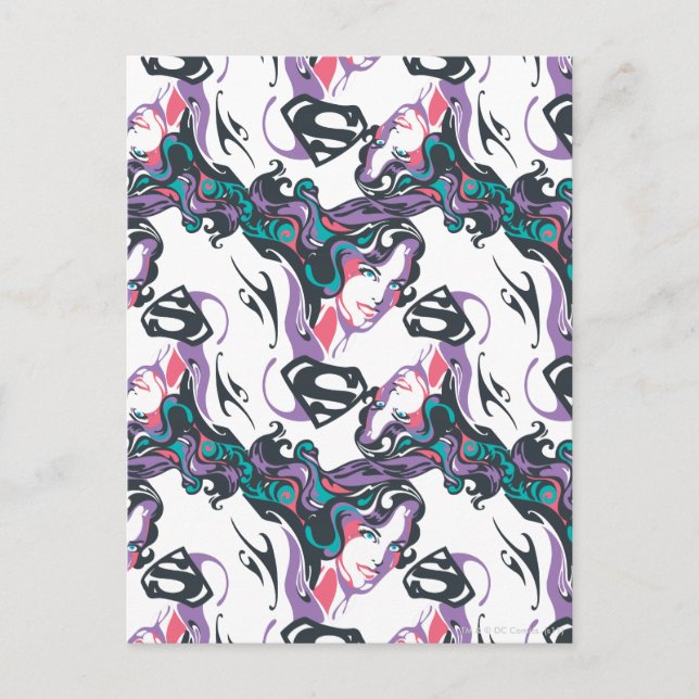 Supergirl Color Splash Swirls Pattern 3 Postcard (Front)