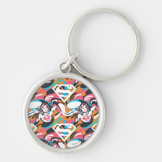 Supergirl Color Splash Swirls Pattern 4 Keychain (Front)