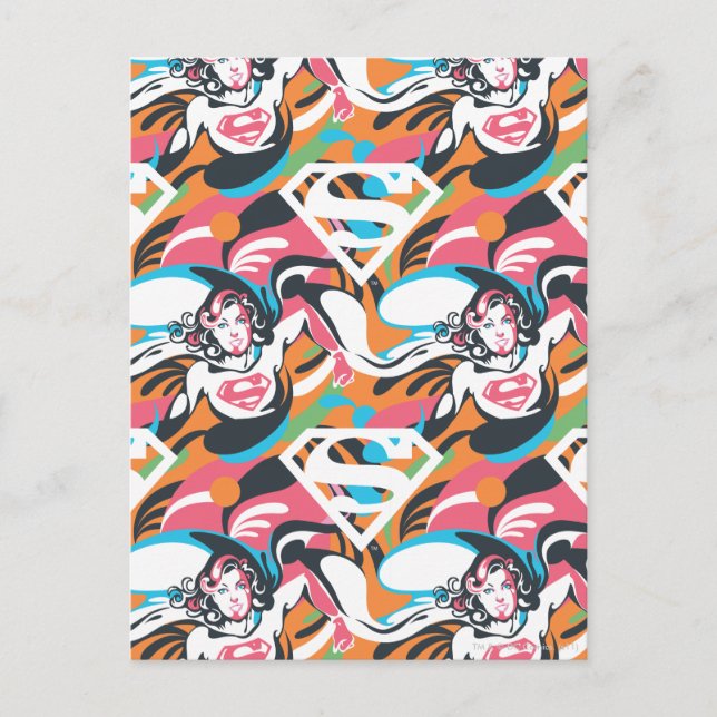 Supergirl Color Splash Swirls Pattern 4 Postcard (Front)