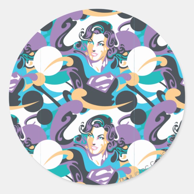 Supergirl Color Splash Swirls Pattern 5 Classic Round Sticker (Front)