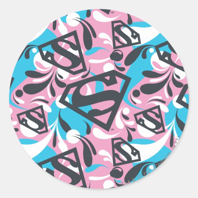 Supergirl Color Splash Swirls Pattern 6 Classic Round Sticker (Front)